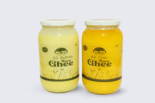 A2 Rasa Ghee Combo - Buffalo 1000ml  and Cow 1000ml  (COMBO PACK)