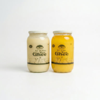 A2 Rasa Ghee Combo - Buffalo 1000ml  and Cow 1000ml  (COMBO PACK)